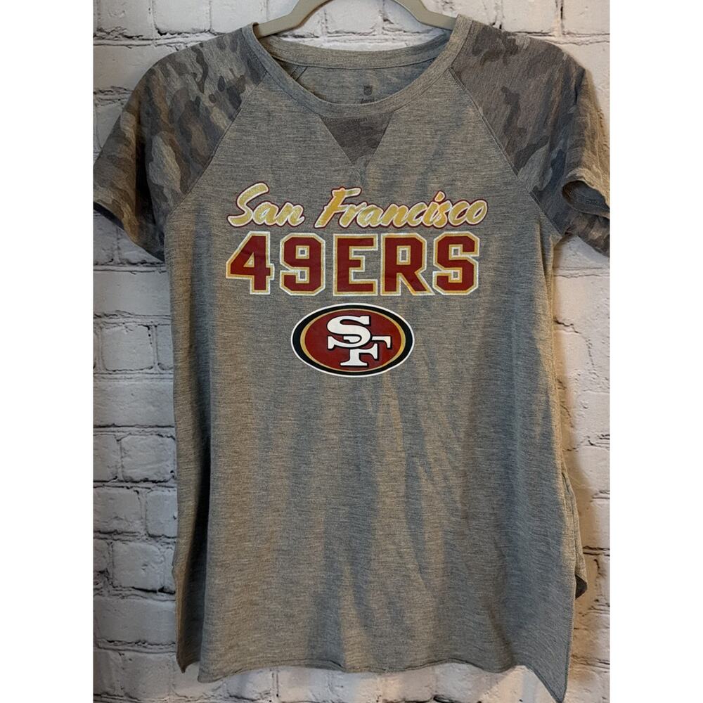 San Francisco 49ers NFL Team Apparel Graphic T-Shirt Gray Camo Women's S
